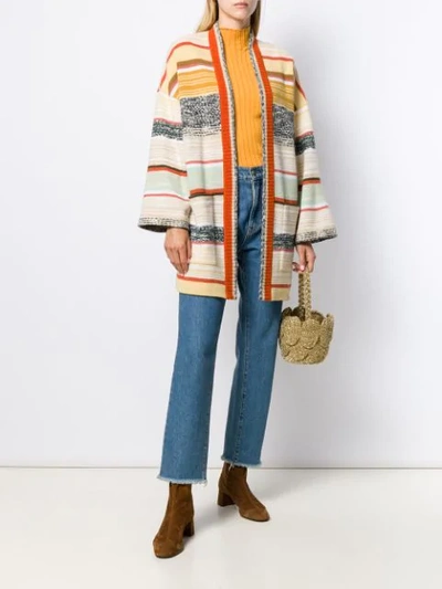 Shop Missoni Color Block Stripes Cardigan In Neutrals