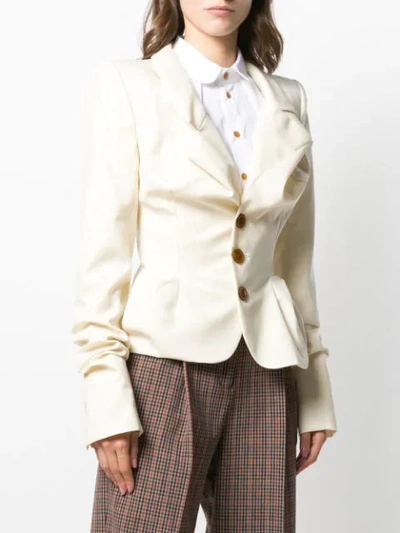 Shop Vivienne Westwood Ruched Button Jacket In 112 Ecru