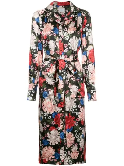 Shop Erdem Floral Shirt Dress In Black