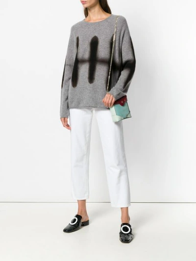 Shop Suzusan Fine Knit Print Sweater - Black