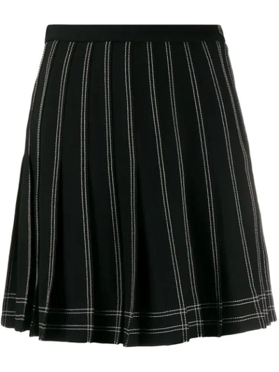 Shop Off-white Contrast Stitch Pleated Skirt In Black