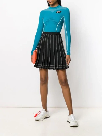 Shop Off-white Contrast Stitch Pleated Skirt In Black