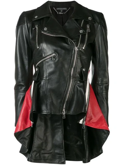 Shop Alexander Mcqueen Peplum Biker Jacket In Black