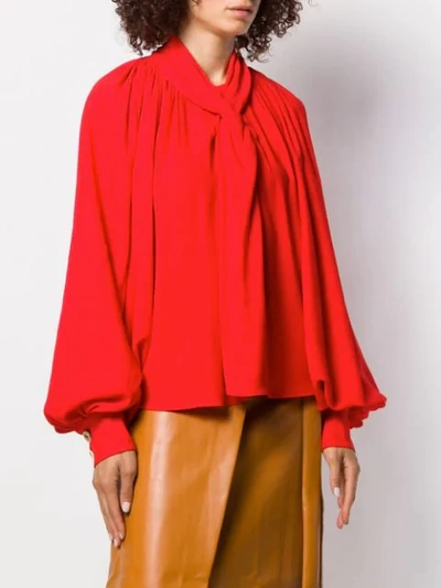 Shop A.w.a.k.e. Wide Sleeved Blouse In Red