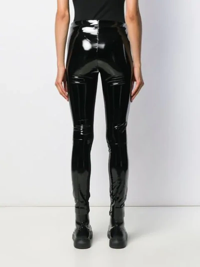 Shop Karl Lagerfeld Varnished Finish Leggings In Black