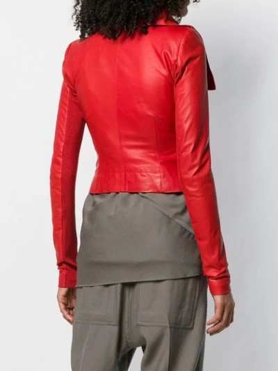 Shop Rick Owens Biker Jacket In Red