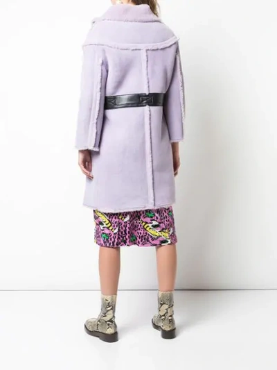 Shop Marni Shearling Duffle Coat In Purple