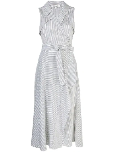 Shop Diane Von Furstenberg Striped Wrap Dress In White