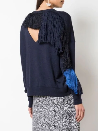 Shop Nude Fringed Cut-out Jumper In Blue