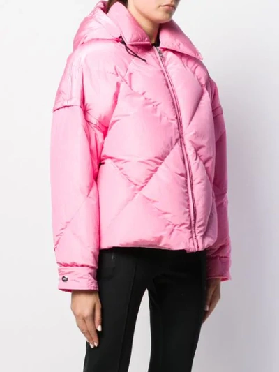 Shop Msgm Oversized Puffer Jacket In Pink