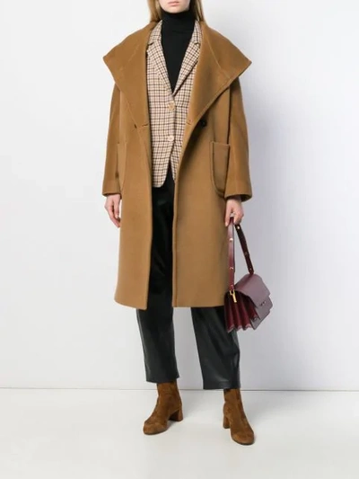 Shop Tagliatore Wool Double Breasted Coat In Brown