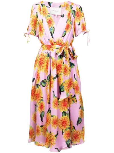 Shop Carolina Herrera Floral Midi Dress - Pink