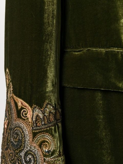 Shop Etro Embroidered Cuff Coat In 500 Green