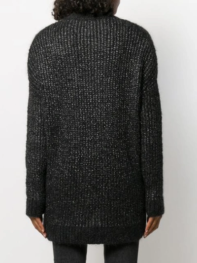 Shop Saint Laurent Metallic Loose-knit Jumper In Black