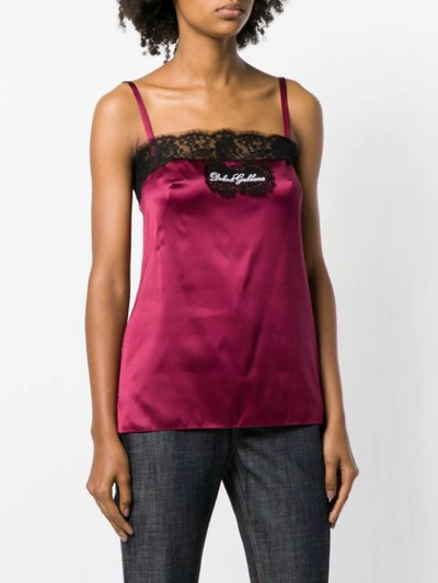 Shop Dolce & Gabbana Lace Trimmed Camisole - Pink