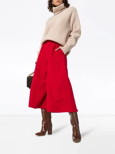 Shop Gucci High-waisted Wide-leg Culottes In Red