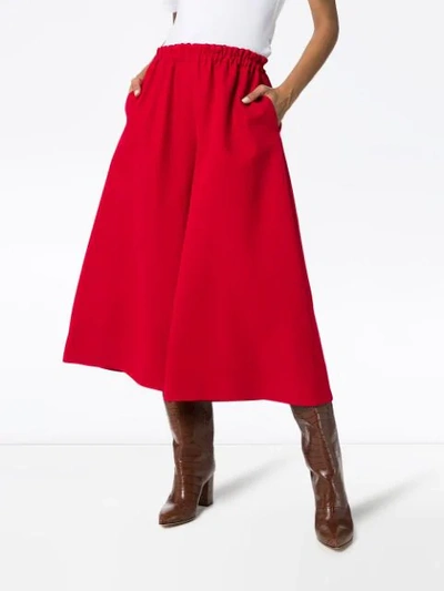 Shop Gucci High-waisted Wide-leg Culottes In Red
