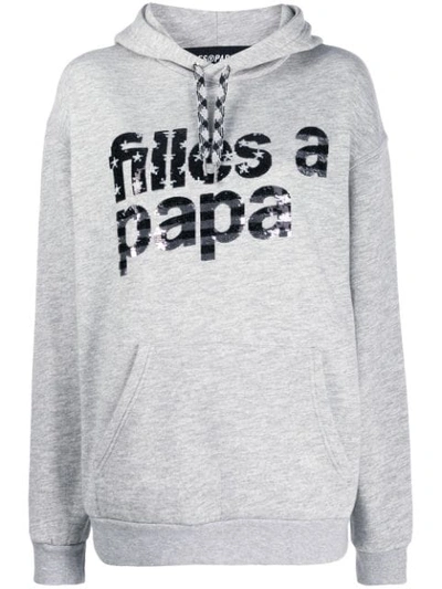 Shop Filles À Papa Logo Print Hoodie In Grey