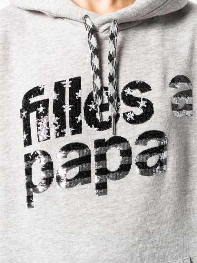 Shop Filles À Papa Logo Print Hoodie In Grey