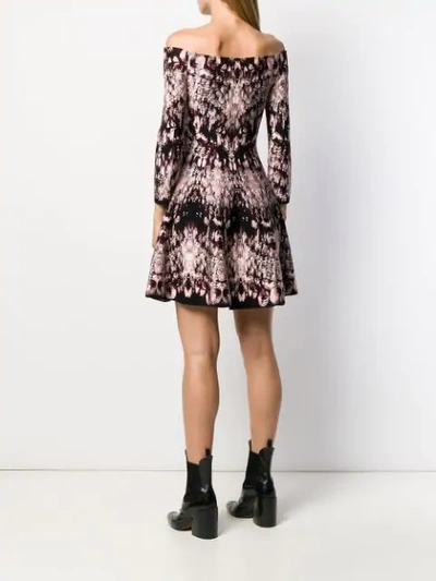 Shop Alexander Mcqueen Off-shoulder Printed Dress In Pink