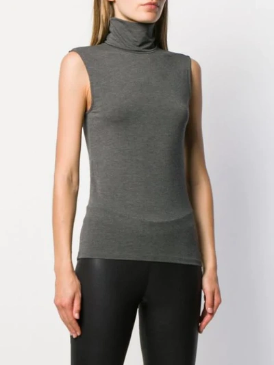 Shop Majestic Sleeveless Knitted Top In Grey