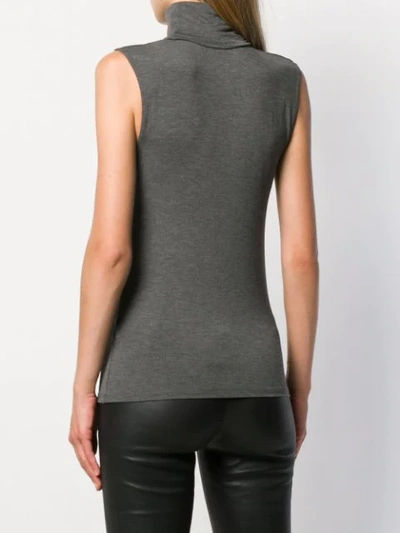 Shop Majestic Sleeveless Knitted Top In Grey