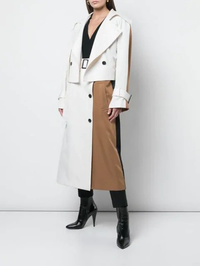 Shop Tibi Colour Block Trench Coat In Neutrals