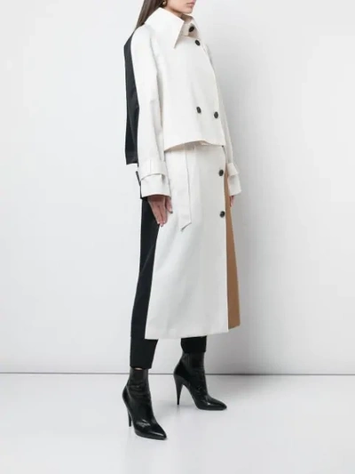 Shop Tibi Colour Block Trench Coat In Neutrals