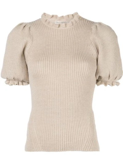 Shop Ulla Johnson Frill-trimmed Knitted Top In Neutrals