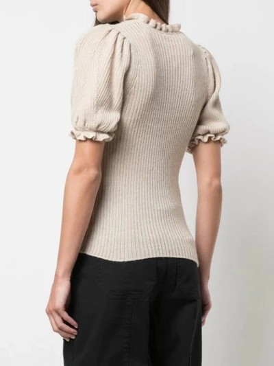 Shop Ulla Johnson Frill-trimmed Knitted Top In Neutrals