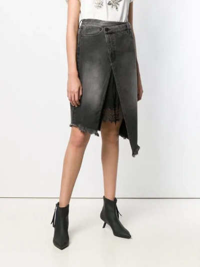 Shop Pinko Asymmetric Denim Skirt In Black