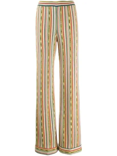 Shop Missoni Palazzo Stripe Trousers In Blue