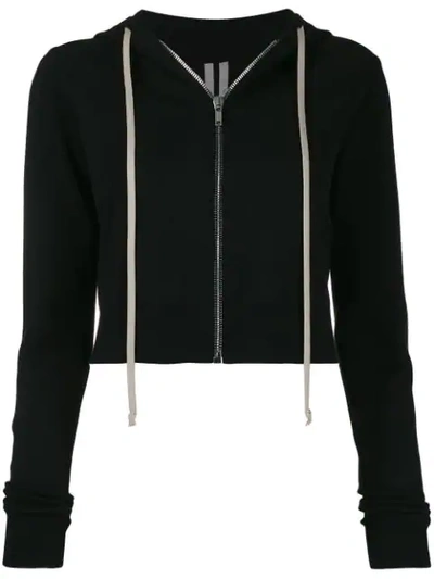 Shop Rick Owens Cropped Hooded Jacket In 09 Black