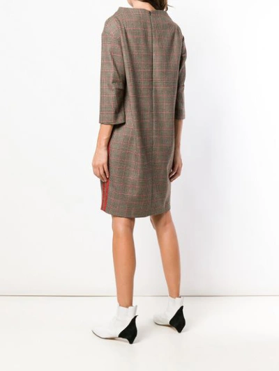 Shop Antonelli Plaid Boat Neck Dress In Brown