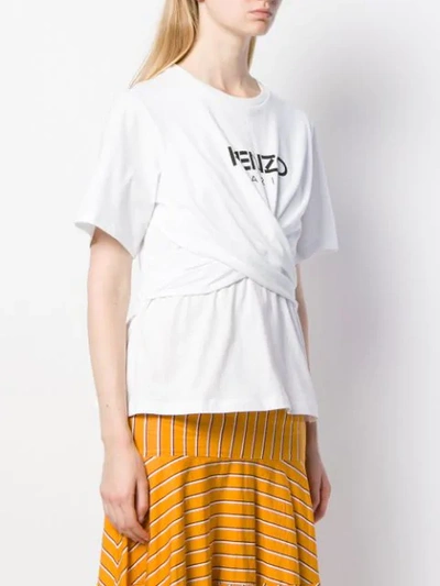 Shop Kenzo Wrap Front Logo T-shirt In White