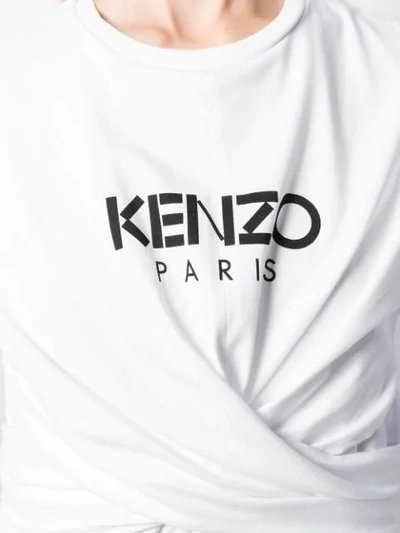 Shop Kenzo Wrap Front Logo T-shirt In White