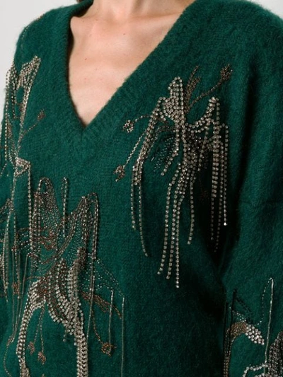 Shop Amen Oversized Embellished Jumper In Green