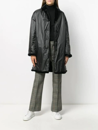 Shop Aspesi Reversile Hooded Coat In Black