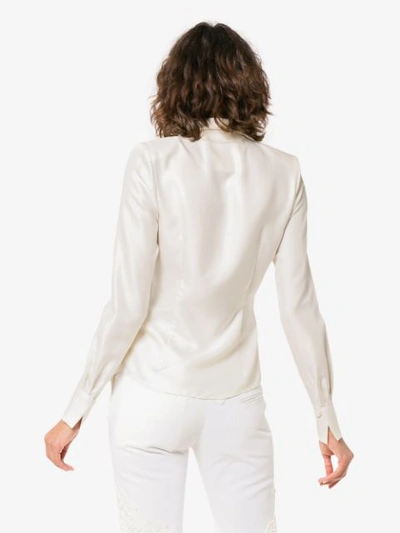 Shop Ronald Van Der Kemp Tuxedo Effect Silk Blouse In White