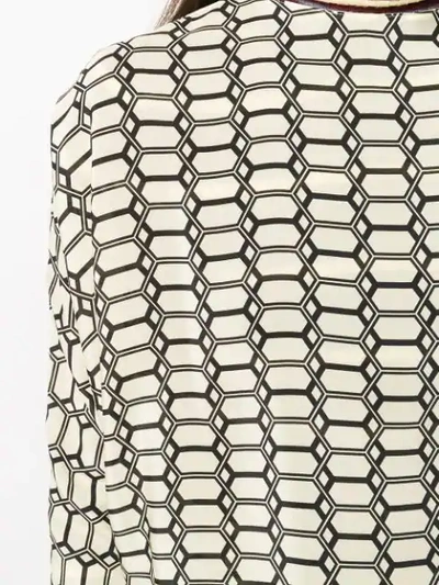 Shop Plan C Geometric Print Silk Dress In Neutrals