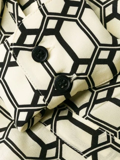 Shop Plan C Geometric Print Silk Dress In Neutrals