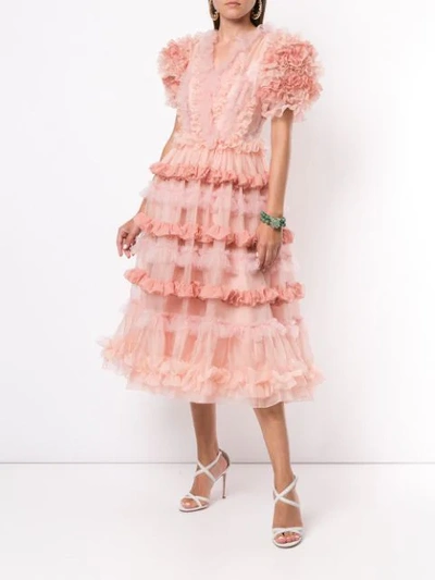 Shop Dolce & Gabbana Ruffled Midi Dress In Pink