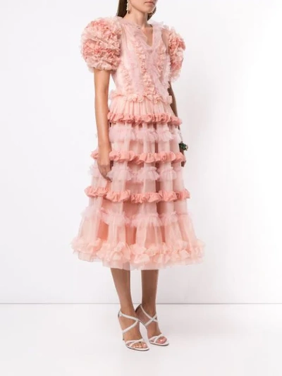 Shop Dolce & Gabbana Ruffled Midi Dress In Pink