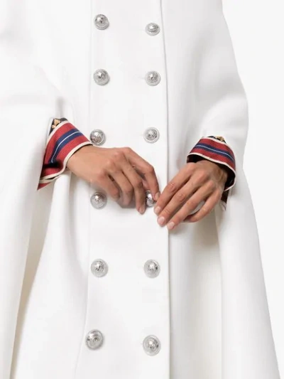 Shop Balmain Double-breasted Cape Coat In White