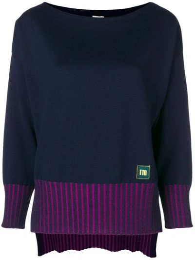 Shop I'm Isola Marras Contrast Ribbed Sweater - Blue