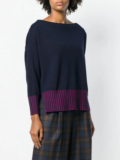 Shop I'm Isola Marras Contrast Ribbed Sweater - Blue