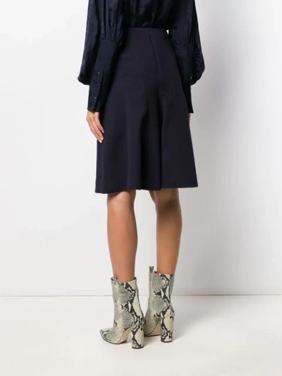 Shop Chloé Buttoned Kilt Skirt In Blue