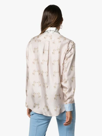 Shop Burberry Alexa Dancing Unicorn Print Shirt In Pale Pink