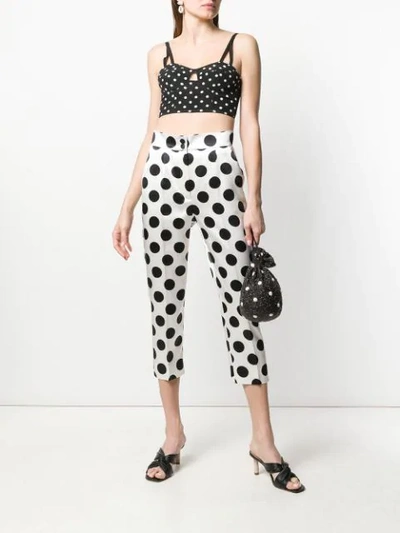 Shop Dolce & Gabbana Dotted Cropped Trousers In White