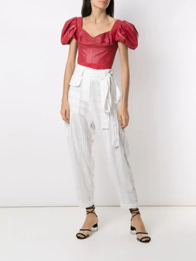 Shop Andrea Bogosian Panelled Straight Trousers In White